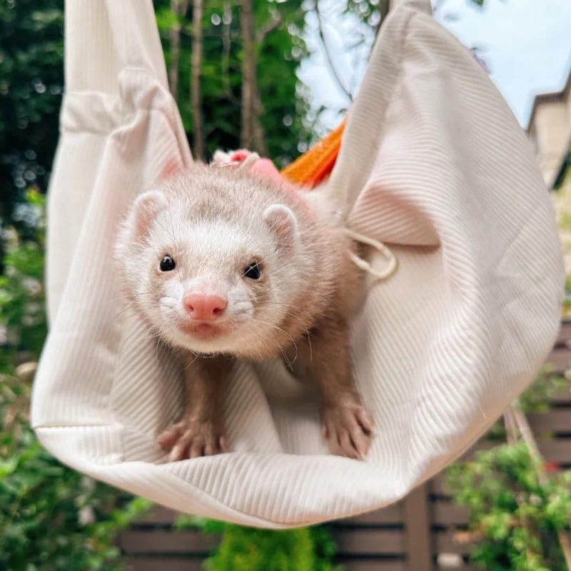 Ferret Sling Carrier - Pet Carrying Bag with Adjustable Strap Hands Free Shoulder Bag Crossbody Travel Slings Soft Small Animal Bonding Pouch Front Backpack for Ferret Rabbit Puppy Kitten (Beige) Beige - PawsPlanet Australia