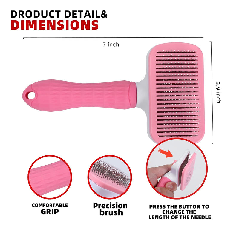 555 Dog grooming products: automatic cleaning pet brushes, smooth brushes used for falling off cat which can quickly remove floating hair on dogs and do not damage the skin of Pink - PawsPlanet Australia