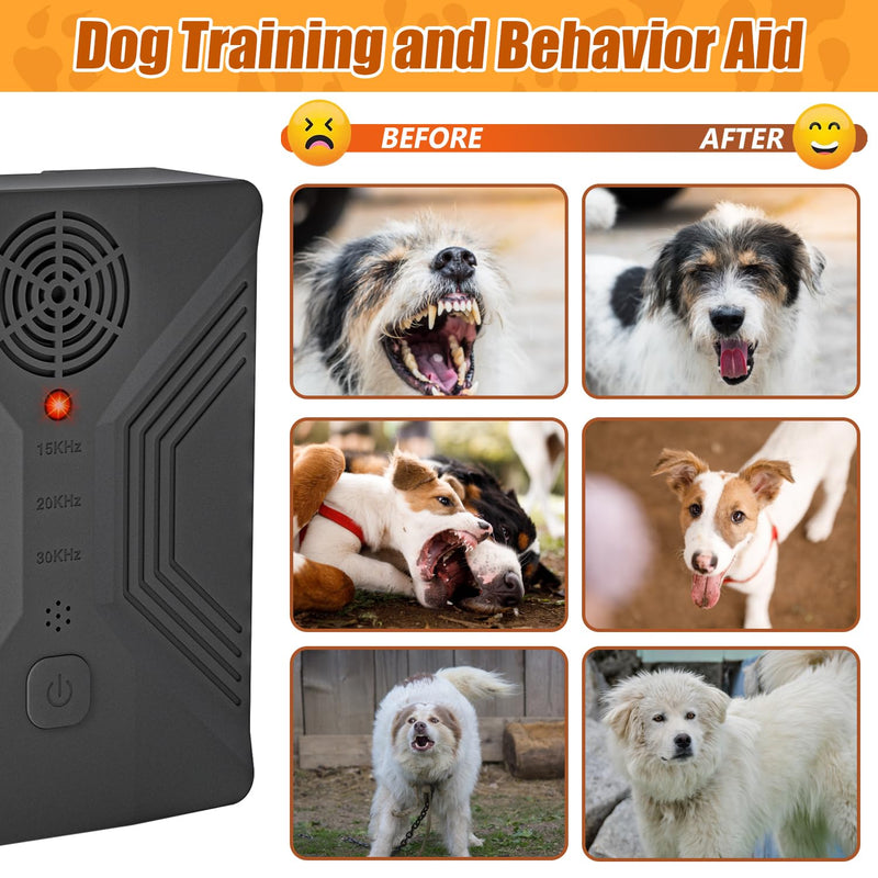 Dog Bark Deterrent Devices, Anti Barking Device for Dogs Long Range 50FT, 3 Modes Stop Dog Barking Devices, Rechargeable Bark Box, Ultrasonic Barking Deterrent Devices for Dog Training (Black) Black