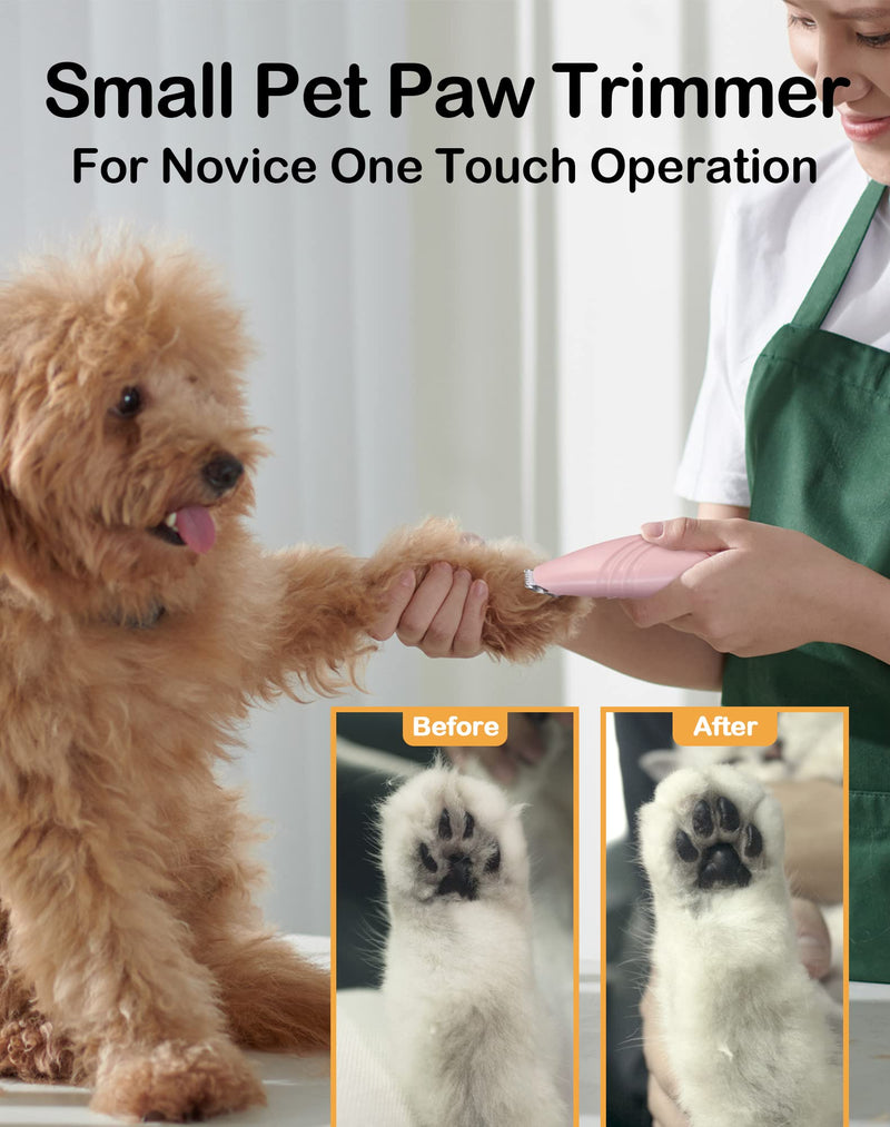 LEYOUFU Dog Paw Trimmer for Grooming, Cordless Electric Small Pet Grooming Clippers Hair Trimmer for Dogs Cats, Low Noise for Trimming Pet's Hair Around Paws, Eyes, Ears, Face, Rump (Pink) Pink - PawsPlanet Australia