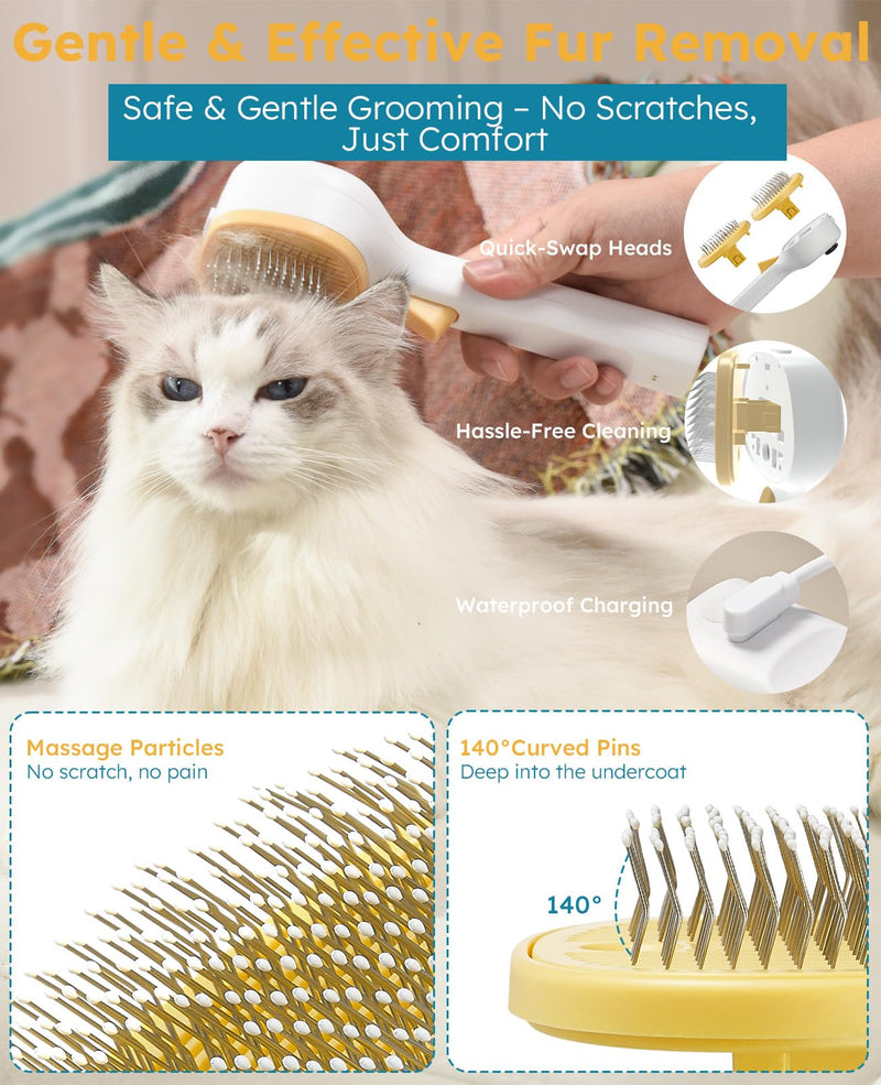 Anti-Static Steam Cat Brush-Dog Grooming Brush with Release Button,Dog Comb,Pet Hair Remover,Rechargeable for Pet Grooming Kit,Self Cleaning Slicker Steamy Cat Comb With Water Tank