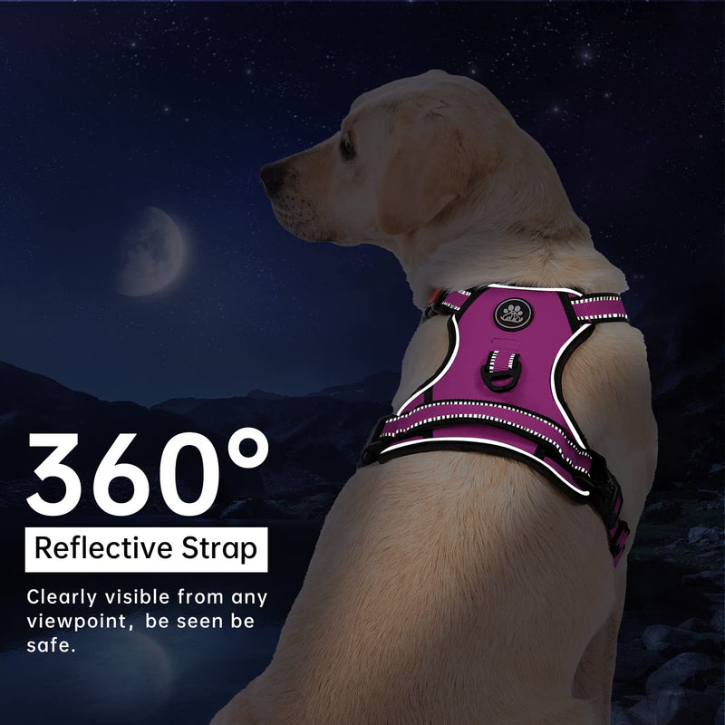 IVY&LANE No Pull Dog Harness for Small-Medium-Large Dogs,Dog Vest Harness with Leash,Safety Belt and Sorage Strap,Fully Adjustable Harness,360° Reflective Strip,Soft Handle Medium Rose Red(Harness ONLY) - PawsPlanet Australia