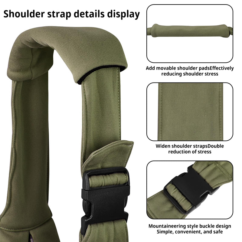 CUBY Puppy Carrier, Adjustable Reversible Cat Dog Sling Carrier for Small Medium Dogs Hands-free Puppy Sling Protect Shoulder Strap with Safety Belt Zipper Pocket Bottom Mat Military Green