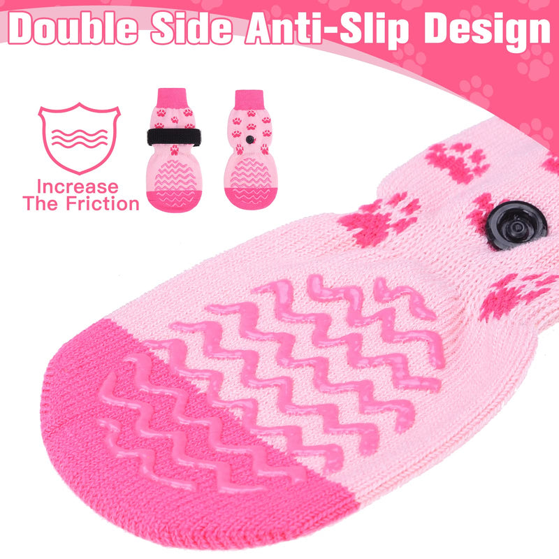 EXPAWLORER 3 Pairs Anti-Slip Dog Socks - Dog Shoes for Hot/Cold Pavement,Soft Paw Protector for Wooden Floor, Prevents Licking, Slipping for Puppy Small Medium Large, Senior Dogs Pink X-Small - PawsPlanet Australia