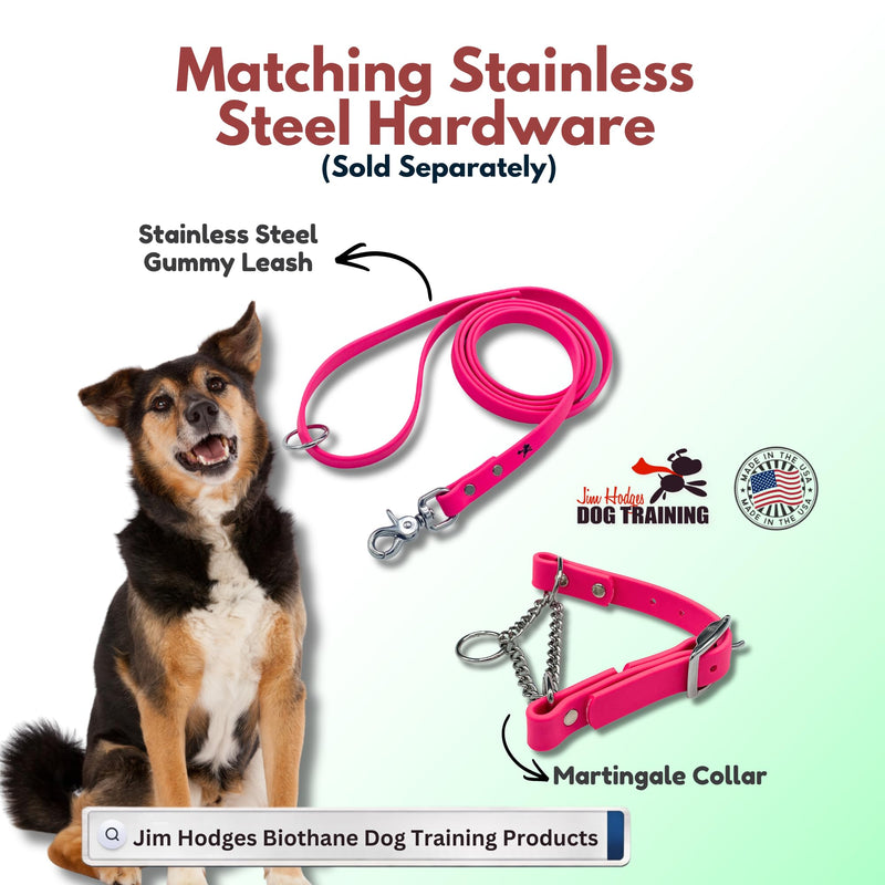 Martingale Collar for Dogs, Biothane, Stainless Steel Hardware, No Pull, Made in The USA, Professional Grade, Medium, Pink - PawsPlanet Australia