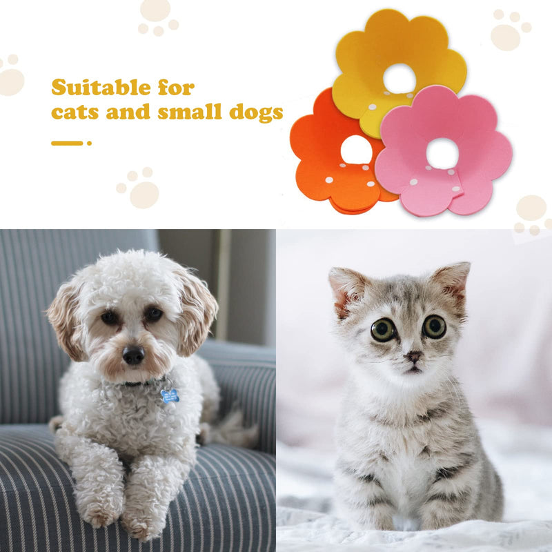 3Pcs Cat Recovery Collar Cat Protection Collar Cones for Cats Sunflower Neck Cat Cone Anti-Licking Recovery Collar to Prevent from Biting Scratching(Pink, Orange, Yellow) (S) - PawsPlanet Australia