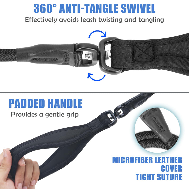 Heydoggy Slip Lead Dog Leash - Strong 4FT/6FT Training Lead [360 Swivel Anti-Tangle] Durable Nylon No Pull Walking Rope for Small Medium Large Puppy Dogs - 6ft Black 6ft x 0.45" - PawsPlanet Australia