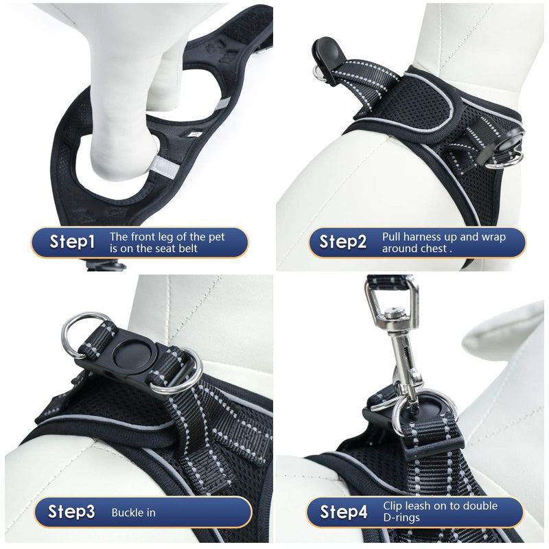 YIMEIS Dog Harness and Leash Set, No Pull Soft Mesh Pet Harness, Reflective Adjustable Puppy Vest for Small Medium Large Dogs, Cats (Black, X-Small (Pack of 1)) Black X-Small (Pack of 1) - PawsPlanet Australia