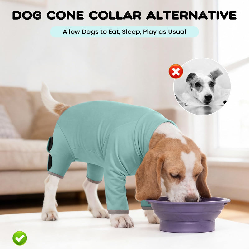 Postoperative Dog Suit, Non-Irritating Skin-Friendly Material, Anti-Licking Healing Protection, Adjustable Fit Pet Clothes, Green, L Large