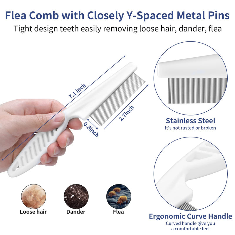 5 in 1 Dog Grooming Kit - Self-Cleaning Slicker Brush for Shedding Short Long Haired Dogs & Cats, Includes Pet Comb, Flea Comb, Bath Brush, Undercoat Rake - Complete Fur Care Set - Gray - PawsPlanet Australia