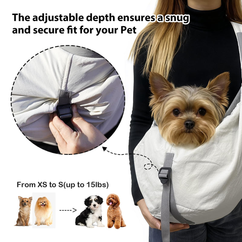 NATUYA Dog Sling Carrier for Small Dogs, Lightweight Cozy Puppy Carrier with Zip Pockets Adjust Strap, Size Adjustable, Double Safety, Hands-Free Travel Carrier for Pet Under 15lbs - PawsPlanet Australia