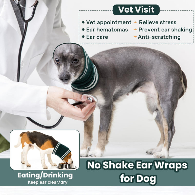 Nanaki Dog Ear Covers for Noise Bath No Shake Ear Wraps for Dogs Hematoma Dog Fireworks Anxiety Relief Calming Hoodie Dog Grooming Ear Cover Quiet Dog Head Wrap Force Drying Thunderstorm Ears for Dogs Large DarkGreen - PawsPlanet Australia