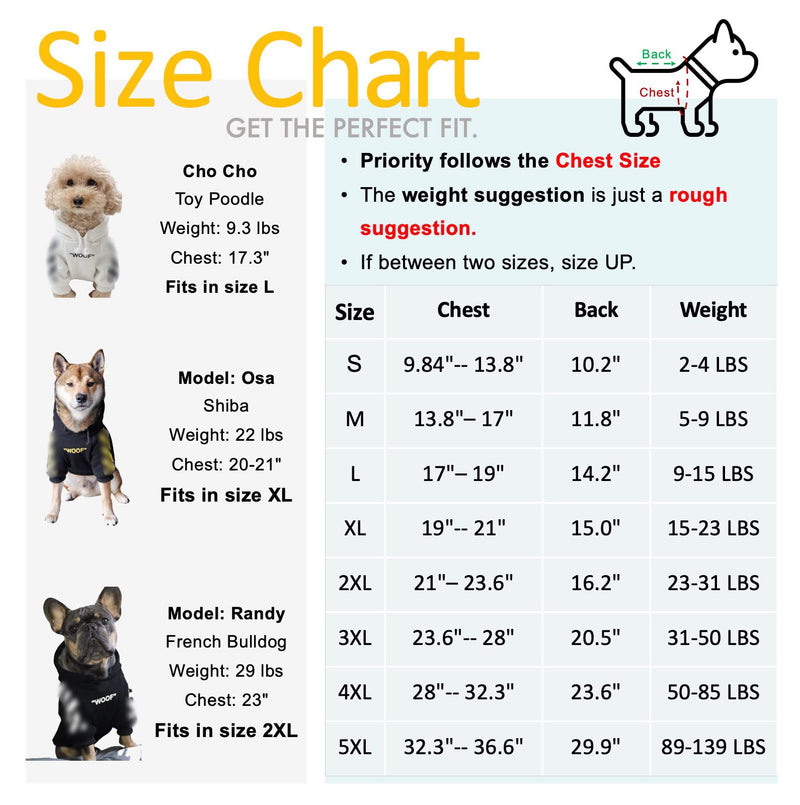 ChoChoCho Stylish Dog Hoodie Dog Clothes Streetwear Cotton Sweatshirt Fashion Outfit for Dogs Cats Puppy Small Medium Large (XL, White) XL (Chest: 19''-21'' / Suggest: 14-24 lbs) Woof-White - PawsPlanet Australia