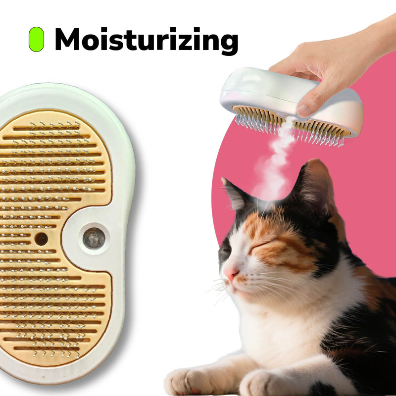Misty - Moisturizing Pet Comb - Hair Brush with Mist, One-Click Clean, & Stainless Steel Bristles - Anti-Static Deshedding - Smooth Grooming for Cats, Dogs, & Small Pets - No Handle Compact Design - PawsPlanet Australia