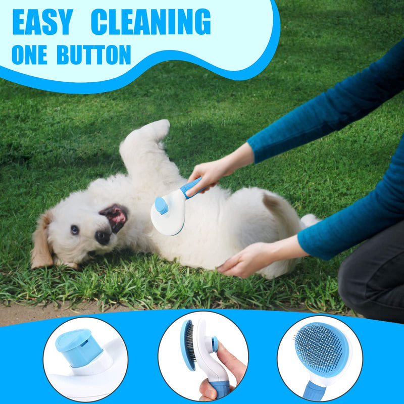 Dog Brush Grooming Kit 5PCS - Dog Brush for Shedding,Puppy Brush and Flea Comb for Dogs, Slicker Brush Comb and Dog Hair Brush Set Blue, Grooming at Home or Travel B-Blue 5 Kits - PawsPlanet Australia