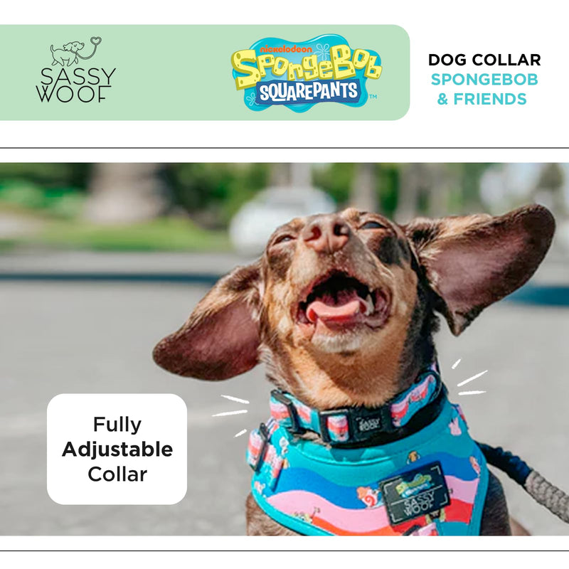 Sassy Woof Dog Collar Spongebob Squarepants™ and Friends - S, Adjustable, Durable, Comfortable and Stylish Pet Accessories for Small Dogs - Officially Licensed