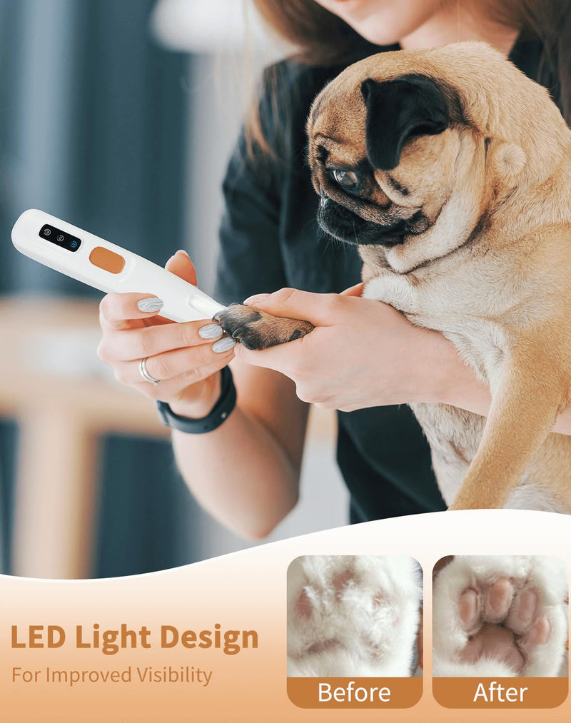 Dog Paw Trimmer with Led Light, 18mm-Blade Electric Dog Clippers for Groomming, Led Display Rechargeable Hair Shaver for Paws, Ears, Face, Rump and Eyes Orange - PawsPlanet Australia