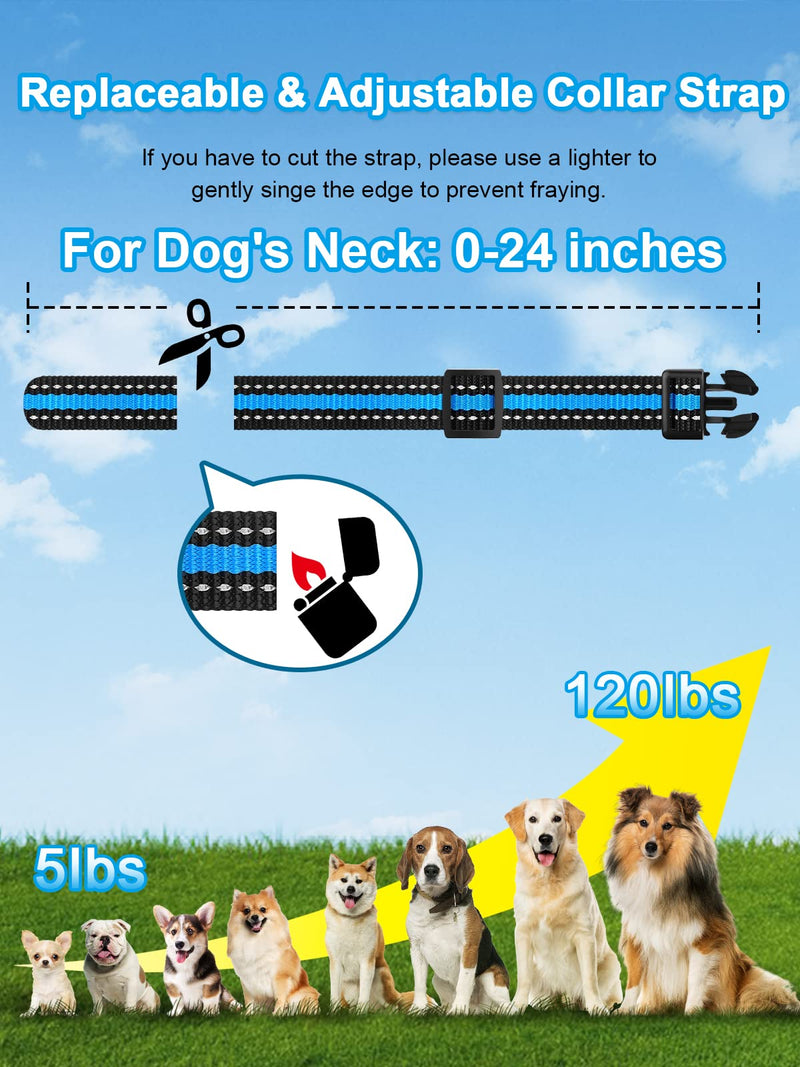 Bousnic Dog Shock Collar 2 Dogs (5-120Lbs) - 3300 ft Waterproof Training Collar for Dogs Large Medium Small with Rechargeable Remote, Beep (1-8) Vibration (1-16) and Humane Shock (1-99) Modes Blue