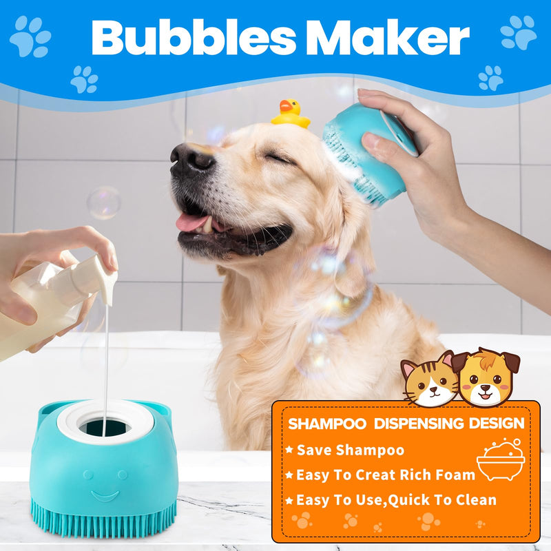 3PCS Dog Bath Brush, Dog Shampoo Brush, Dog Scrubber for Bath, Dog Shower Brush, Dog Bath Supplies, Suitable for Deshedding, Washing & Grooming of Short and Long Haired Pets (Blue Green Blue) - PawsPlanet Australia