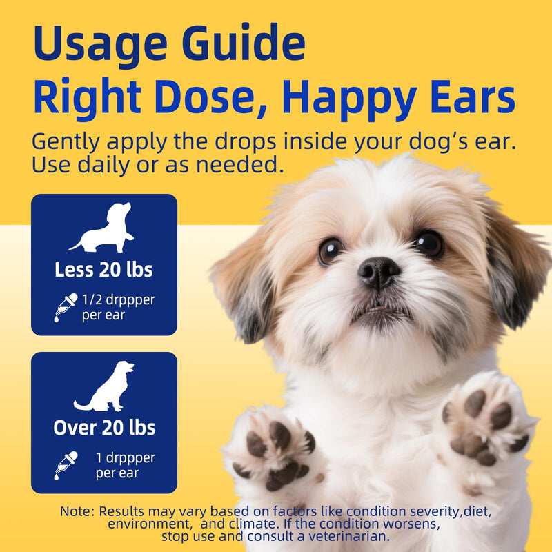 Dog Ear Cleaner, Dog Ear Drops for Infection Treatment, Natural Herbal Ear Cleaning Solution for Itching, Irritation & Wax Build-Up, Gentle Cleaning - 1 Oz Bottle with Dropper