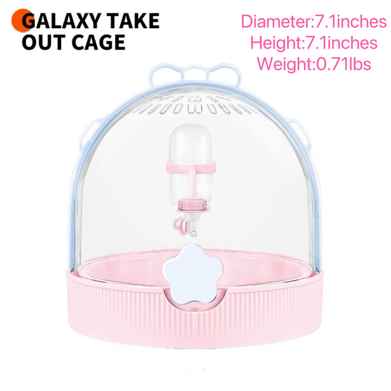 TUTU&LELE Small Animal Carrier, Travel Carry-Out Cage with Warm Plush Pads and Water Bottle can be Carried Both by Hand and Crossbody, Suitable for Dwarf Hamsters, mice, Hamsters (Blue) Blue - PawsPlanet Australia
