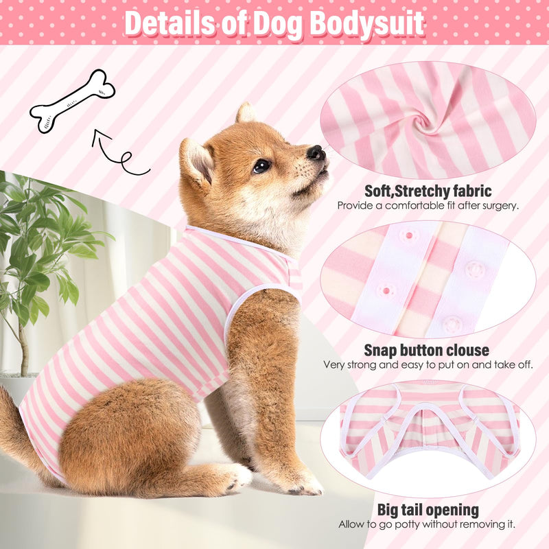2 Packs Dog Surgery Recovery Suit Small Dogs Onesie for Surgery Female Male Dog Surgical Recovery Suit After Spayed Neuter Body Suit Anti-Licking Wounds Dog Cone Alternative Medium Pink Stripe/Black Plaid (2 Packs） - PawsPlanet Australia