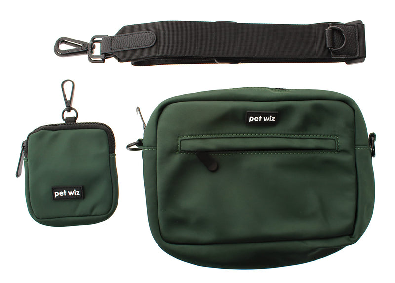 pet wiz Dog Walking Bag with Detachable and Adjustable Strap & Matching Treat Pouch (Green) - PawsPlanet Australia