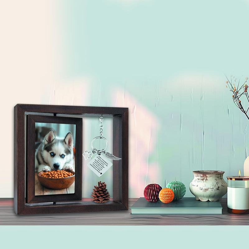 Pet Memorial Gifts for Dogs Cats, Dog Memorial Rotating Wooden Picture Frame for 4x6 Photo, Dog Bereavement Remembrance Picture Frame With Pet Paw Print Kit, Loss of Dog Sympathy Gift - PawsPlanet Australia