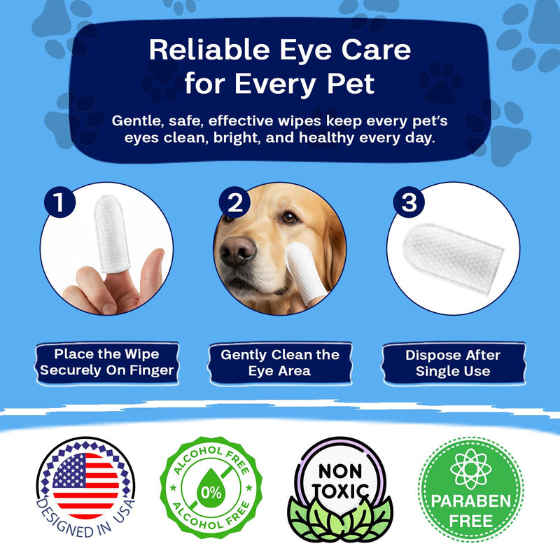 Dog Eye Cleaner Wipes & Cat Eye Wipes | Scent Textured Tear Stain Remover for Dogs, Eye Wipes for Dogs, Dog Tear Stain Remover, Dog Eye Wipes for Discharge and Crust | 50 Count (Unscented) Unscented - PawsPlanet Australia