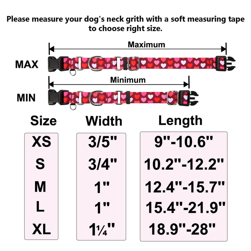 Valentines Pink Martingale Collar for Dogs with Buckle Adjustable Heart Dog Collars (Burgundy Love, Large) Burgundy Love - PawsPlanet Australia