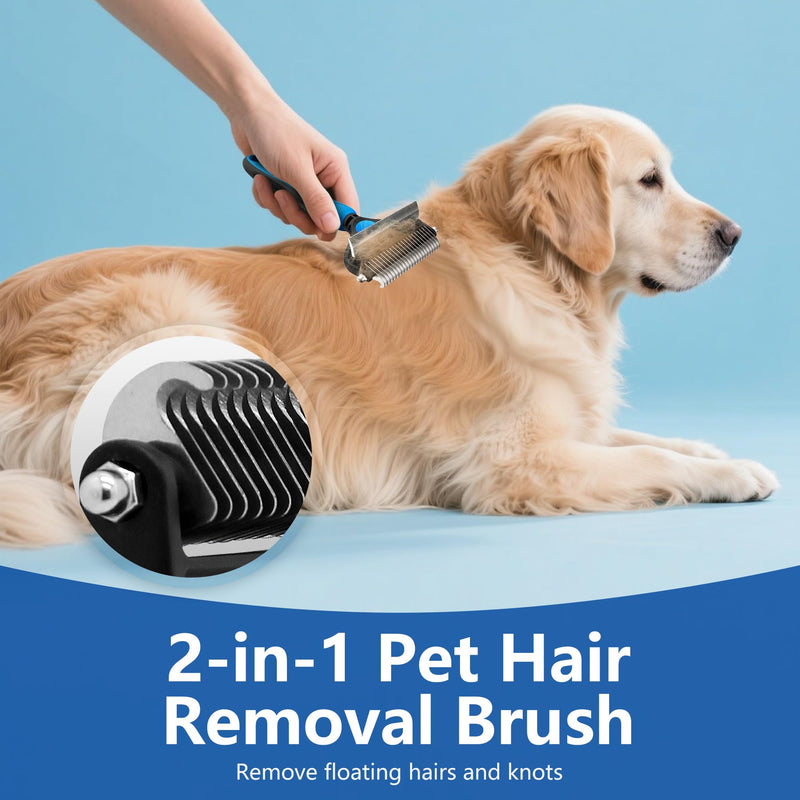 Pet Grooming Set with Shedding Brush and Dematting Comb，Brush for Long-haired Dogs，Dog Shedding Brush，Stainless steel teeth remove tangled hair，Pet Grooming Tools-Large Large - PawsPlanet Australia