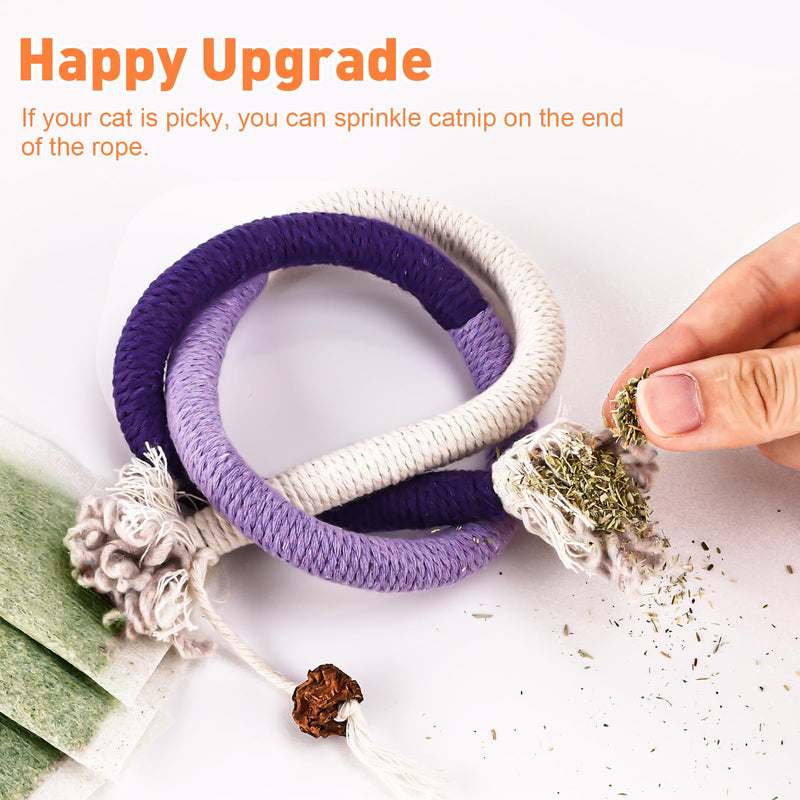 Sisal Rope Cat Toys, 6 Pcs Cat Chew Toy for Teeth Cleaning, 27.56 Inches Big Catnip Rope Toys for Indoor Cats, Interactive Cat Nip Teething Toys, Safe Chew Cat Toys (6 Bags of Catnip Included) - PawsPlanet Australia