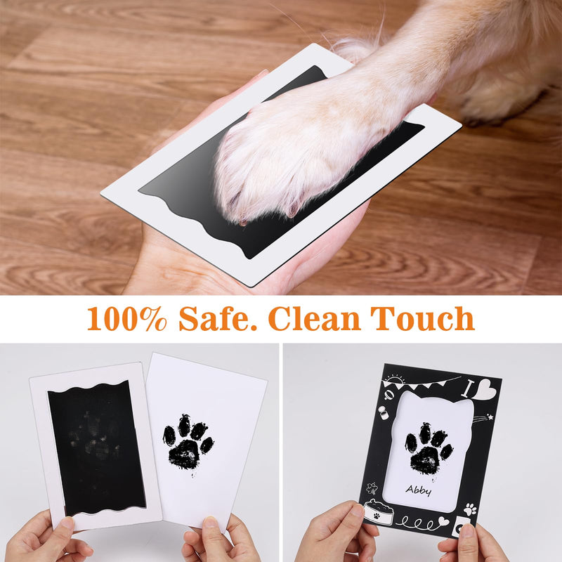 Nabance Paw Print Kit, Dog Nose Print Kit, 8 Pcs Baby Hand and Footprint Kit with Cute Pattern Photo Frames, No Mess Paw Print Stamp Pad for Dogs & Cats, Clean Touch Ink Pads, Family Keepsake Large 2 Pack Black - PawsPlanet Australia