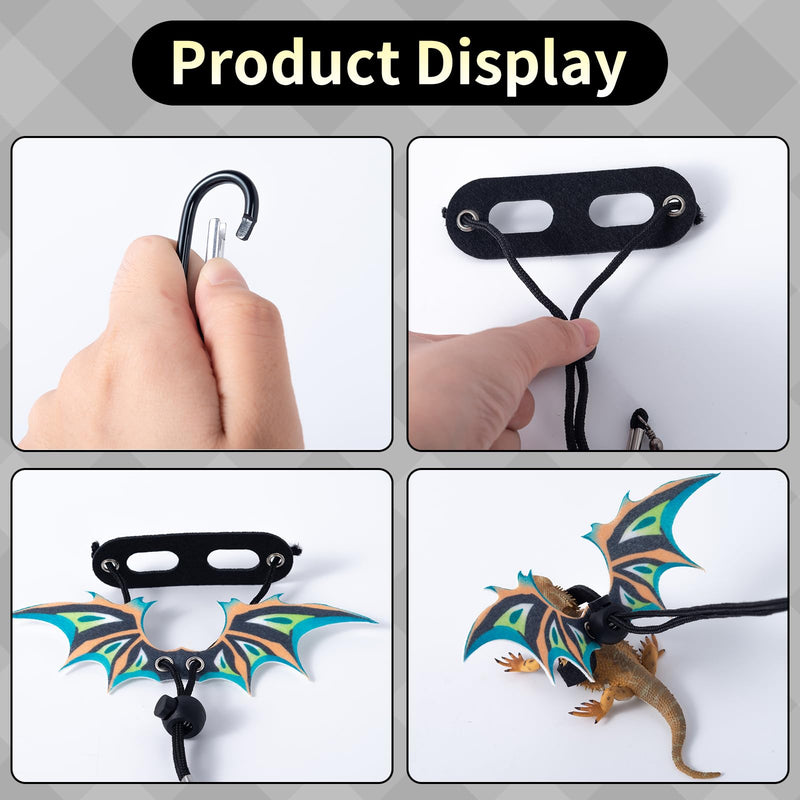 2 Pack Bearded Dragon Lizard Harness Leash Set, Adjustable Reptile Lizard Leashes with Adorable Dinosaur Wing for Geckos, Chameleon, Lizard - PawsPlanet Australia