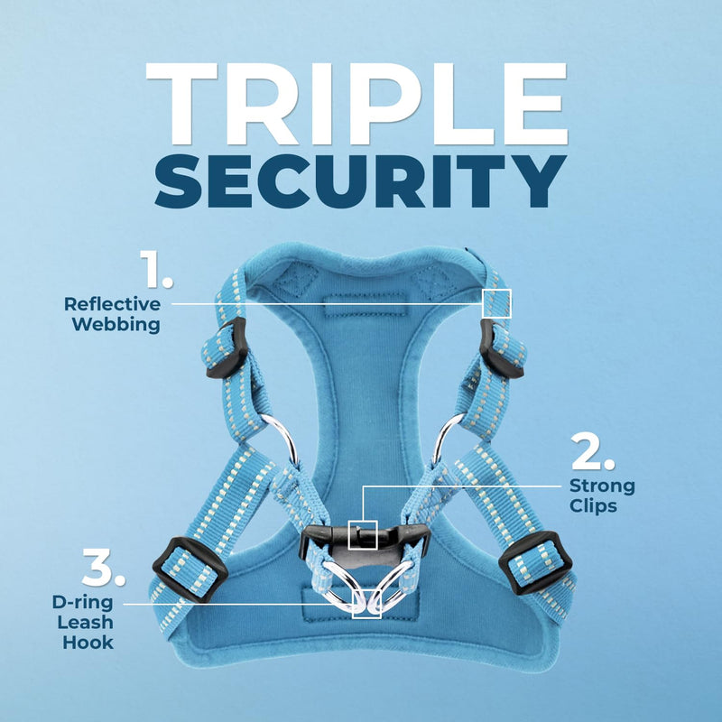 Best Pet Supplies Voyager Adjustable Dog Harness Leash Set with Reflective Stripes for Walking Heavy-Duty Full Body No Pull Vest with Leash D-Ring, Breathable All-Weather - Harness (Baby Blue), XS Harness Leash Set (Baby Blue)