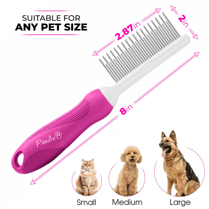 Poodle Pet Dematting Rake + Detangling Pet Comb Pink Bundle - PawsPlanet Australia
