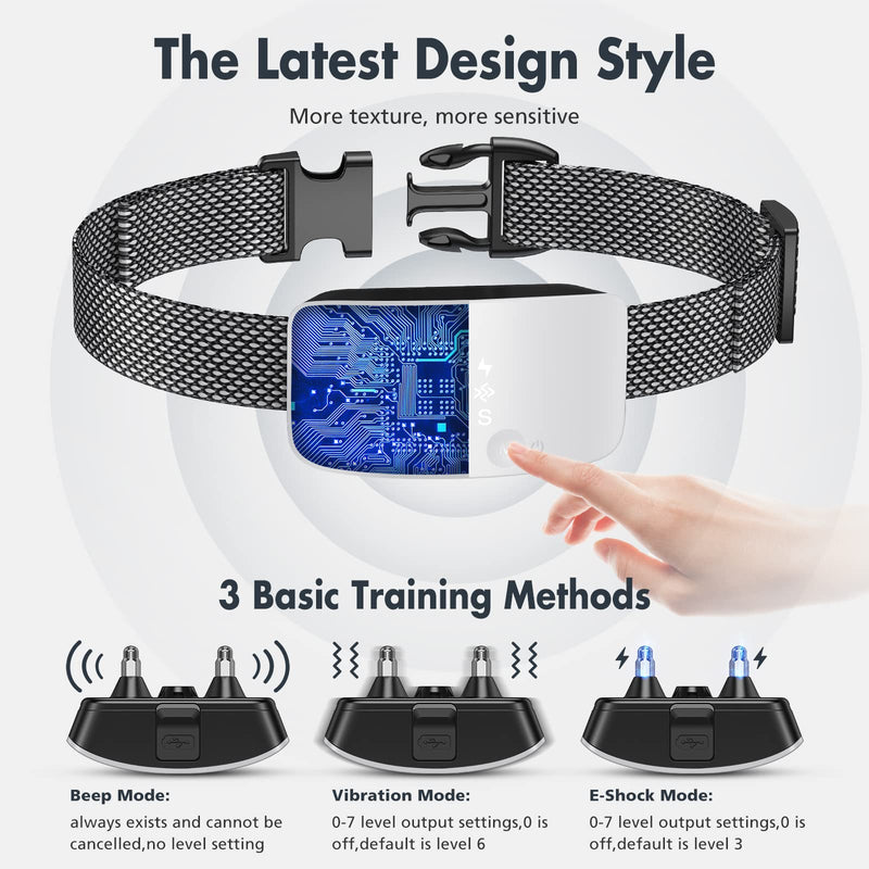 NBJU Bark Collar for Dogs,Rechargeable Anti Barking Training Collar with 7 Adjustable Sensitivity and Intensity Beep Vibration for Small Medium Large Dogs (White) White - PawsPlanet Australia