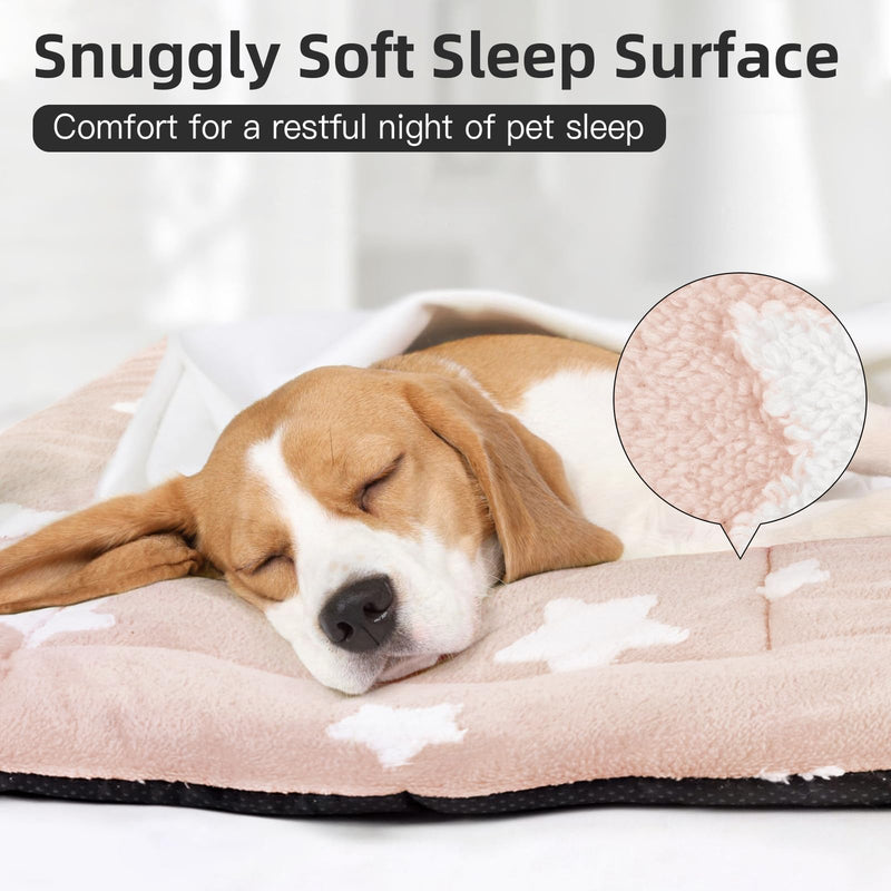 Mora Pets Dog Crate Pad Kennel Bed Crate Mat for Small Dogs Washable Cute Star Pet Bed for Dog Cage Ultra Soft Flat Puppy Cat Kitten Pillow Cushion for Sleeping Anti-Slip Pink 24 x 18 24''L x 18''W x 1.5''Th - PawsPlanet Australia
