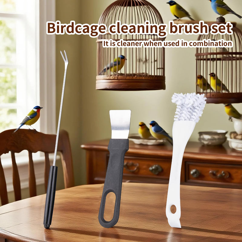 Bird Cage Cleaning Brush Tool Set, Bird Cage Cleaner with Long Handle, 4 Pcs Bird Cage Accessories, Bird Cage Cleaner, Poop Remover for Cleaning Poop in Pet Cages, Parrot Cages & Bird Perches - PawsPlanet Australia