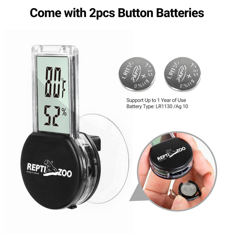 REPTI ZOO Magnetic Reptile Thermometer and Humidity Gauge, Digital LCD Temperature Humidity Monitor, Tank Terrarium Temp and Humidity Meter Accessories for Bearded Dragon, Snake, Hermit Crabs, Gecko - PawsPlanet Australia