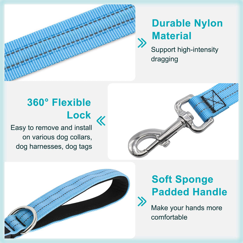 Led Light Up Dog Leash - 4 Ft Rechargeable Waterproof Nylon Reflective With Padded Handle for Night Walking, Safety Glow in The Dark for Large Medium Small Pets Blue - PawsPlanet Australia