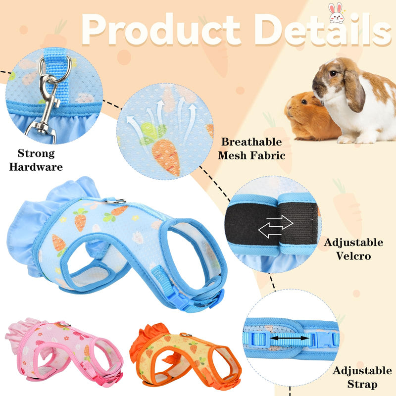 Carrot Pattern Mesh Bunny Harness Rabbit Vest-Harness with Adjustable Straps for Small Animals Bright Colors Rabbit Harness with Leash for Kitten Rabbit Bunny Outdoor Walking L Large - PawsPlanet Australia