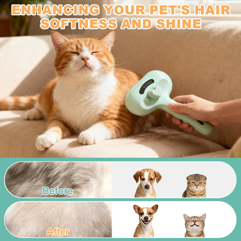Pet Steam Brush for Dogs and Cats, 3 in 1 Steam Grooming Brush for Hair Shedding and Removal, Cleaning Spray Comb with Mist for Long-Haired Pets, Include Flea Comb, Nail Clippers, 2 Pet Toothbrushes Pink - PawsPlanet Australia