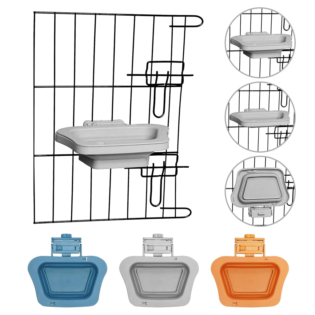 Collapsible Dog Bowls for Crate Dog Kennel Bowls for Travel Foldable Dog Water and Food Bowls for Pet Carrier, Suitable for Small Medium Dogs and Cats, Removable, BPA Free, Grey - PawsPlanet Australia