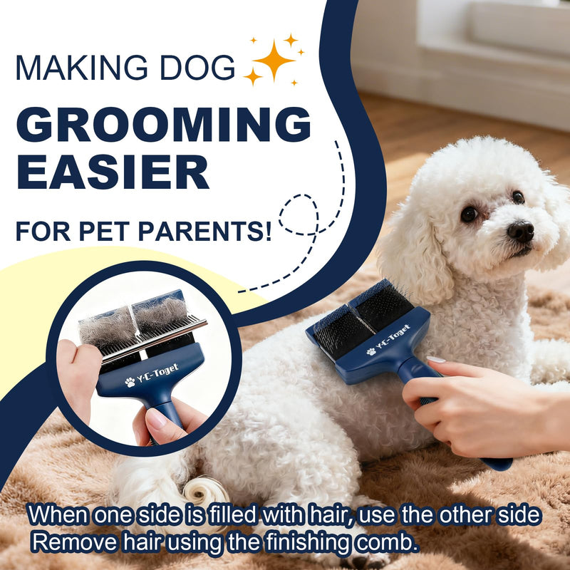Flexible Double-Sided Slicker Dog Brush for Doodles & Poodles, Gentle Detangling & Undercoat Brush for Goldendoodles, Labradoodles, Curly Coated Dogs and Cats, Home & Salon Grooming Tool