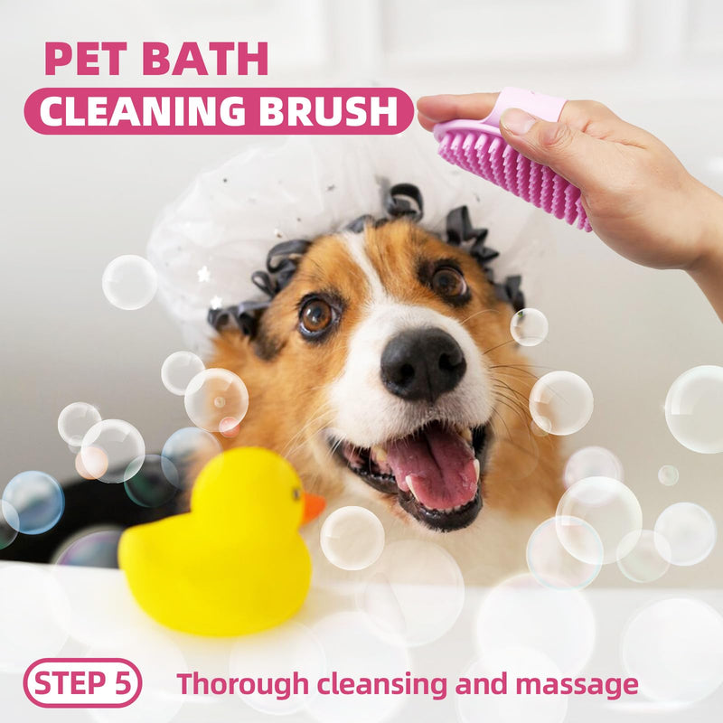 Dog Brush for Shedding,7 PCS Dog Grooming Brush Kit to De-fur,Dog Hair Slicker Deshedding Brush with Undercoat Rake Comb Bath Brush & Nail Clipper for Grooming Short Long Haired Dogs Cats Pink - PawsPlanet Australia
