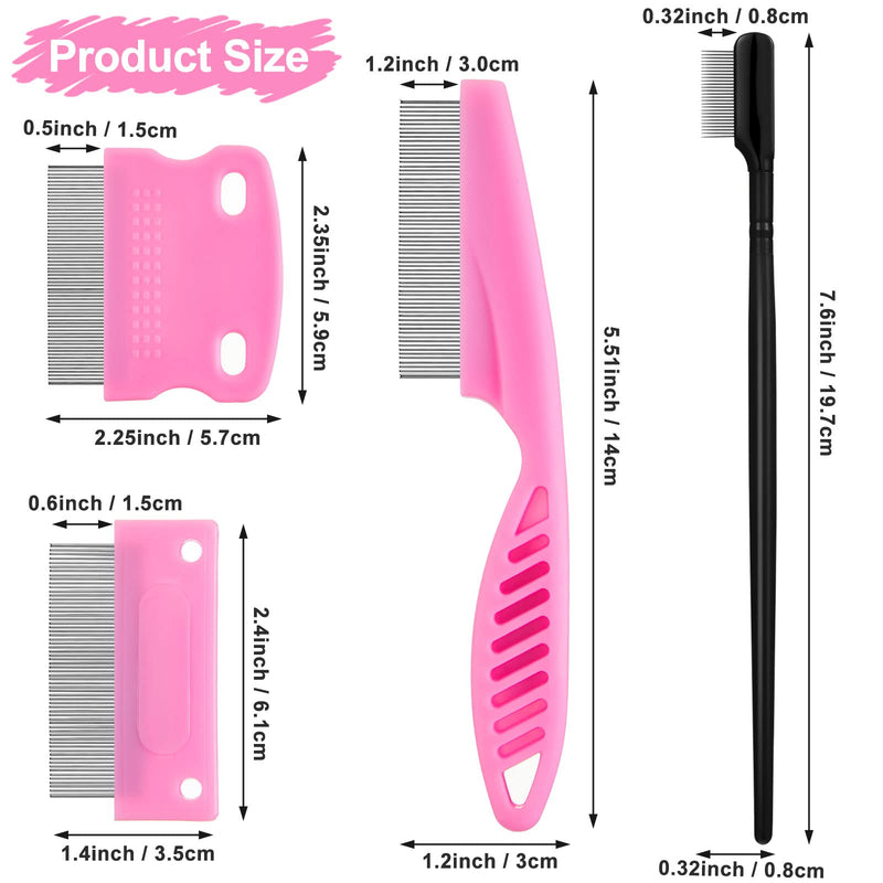 5 Pieces Dog Eye Combs Tear Stain Remover Combs Pet Grooming Comb for Small Dogs Gently Removing Eye Mucus and Crust (Pink, Black) Pink, Black - PawsPlanet Australia