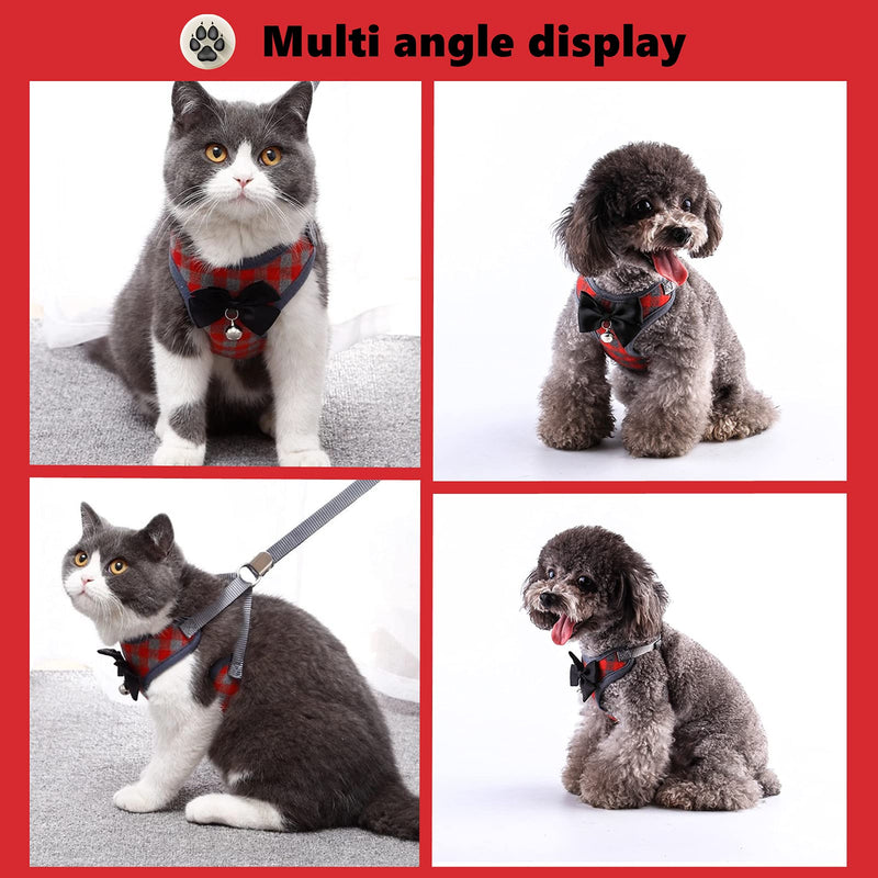 Cat Harness, Dog Harness and Leash Set, Bunny Rabbit Ferret Harness with Adjustable Buckle Comfort for Pet Kitten Small Animals Harnesses Medium Red