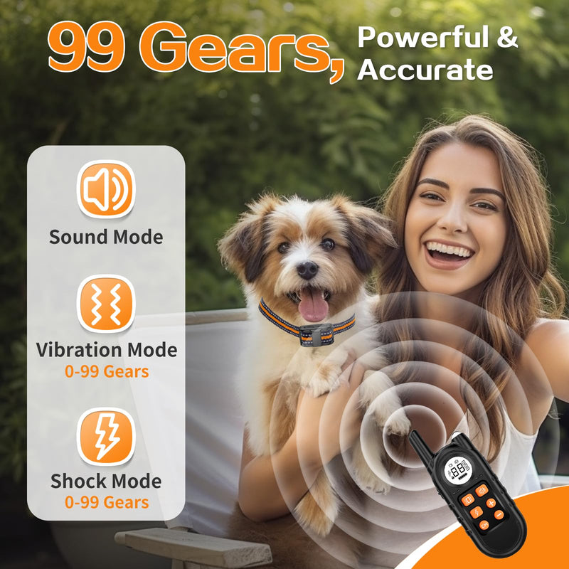Tiniest Dog Shock Collar, Lightest Dog Training Collar with Remote for Small Dogs 5-15lbs & Medium Large Dogs/Puppies, Waterproof, Rechargeable, 1300ft Range (Orange) Orange - PawsPlanet Australia