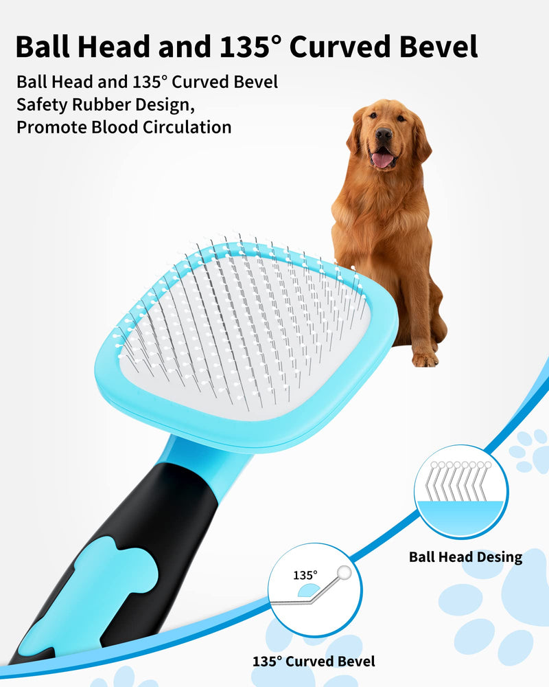 Glendan Dog & Cat Grooming Brush - Slicker Shedding Tool (Blue) Small Blue - PawsPlanet Australia